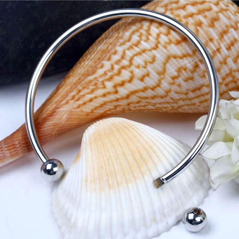 RUBYCA 10pcs Silver Tone Bangle Bracelet Screw End Ball Cuff Charm Beads DIY Jewelry Making - Image 5